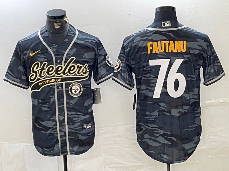 Men Pittsburgh Steelers 76 Fautanu Camo Joint Name 2024 Nike Limited NFL Jersey style 3